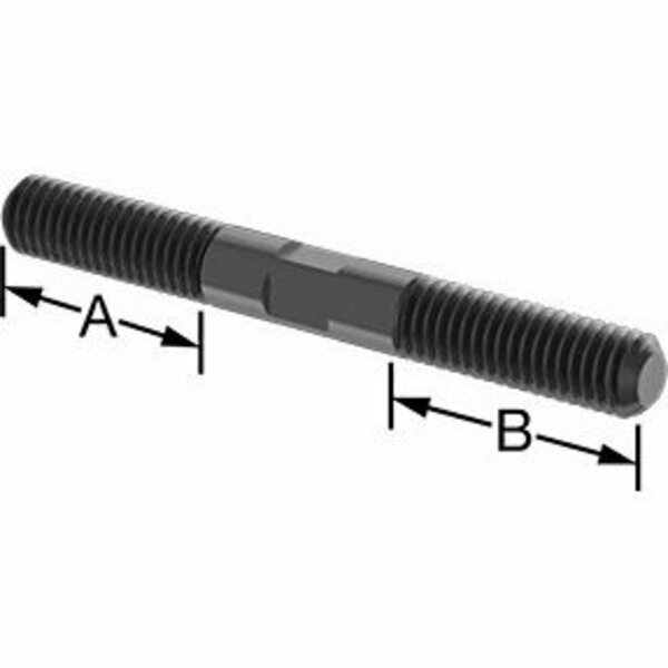 Bsc Preferred Black-Oxide Steel Threaded on Both Ends Stud 7/16-14 Thread Size 4 Long 90281A317